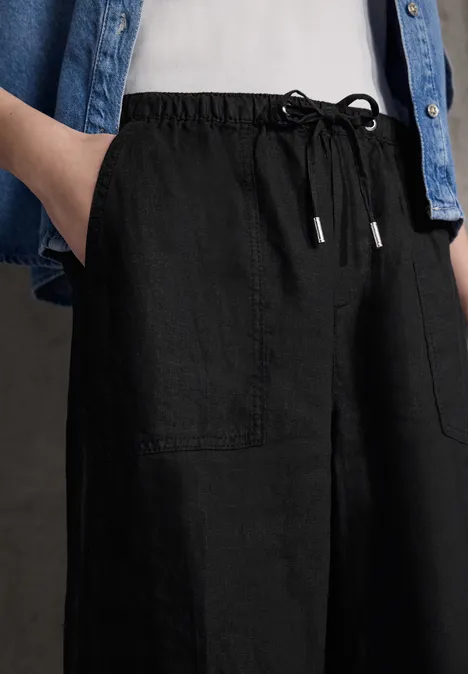Straight Leg Leinenhose Black