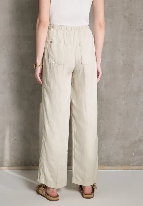 Straight Leg Leinenhose moonstone sand