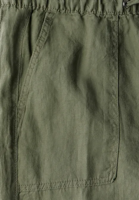 Straight Leg Leinenhose peridot green