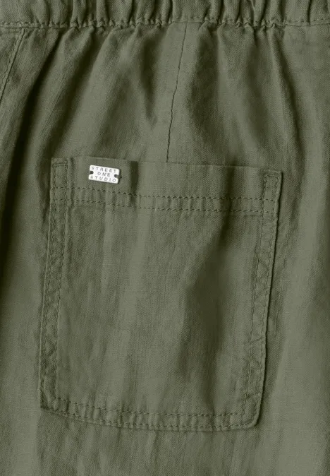 Straight Leg Leinenhose peridot green