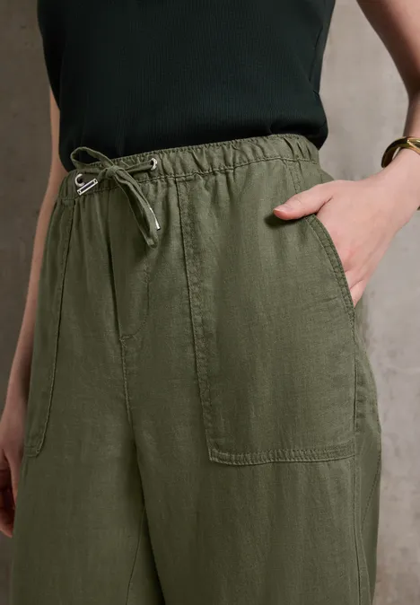 Straight Leg Leinenhose peridot green