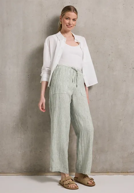 Straight Leg Leinenhose peridot green