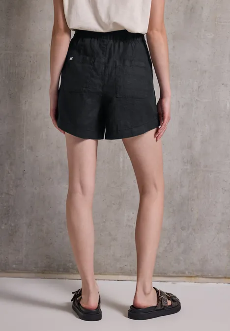 Paperbag Leinen Shorts Black