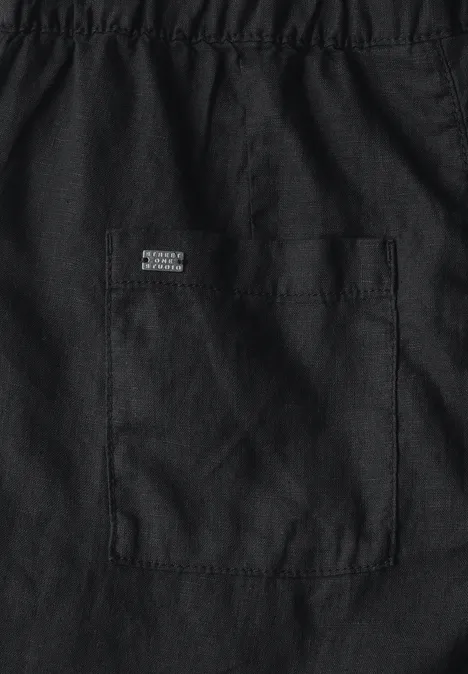 Paperbag Leinen Shorts Black