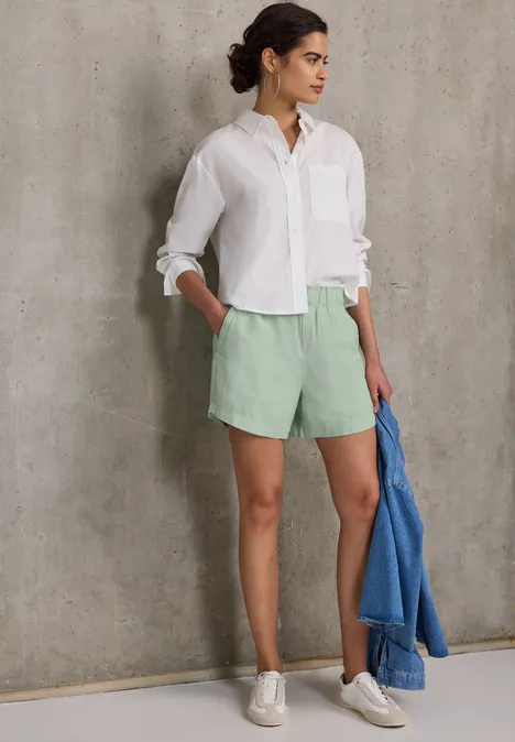 Paperbag Leinen Shorts soft jade green