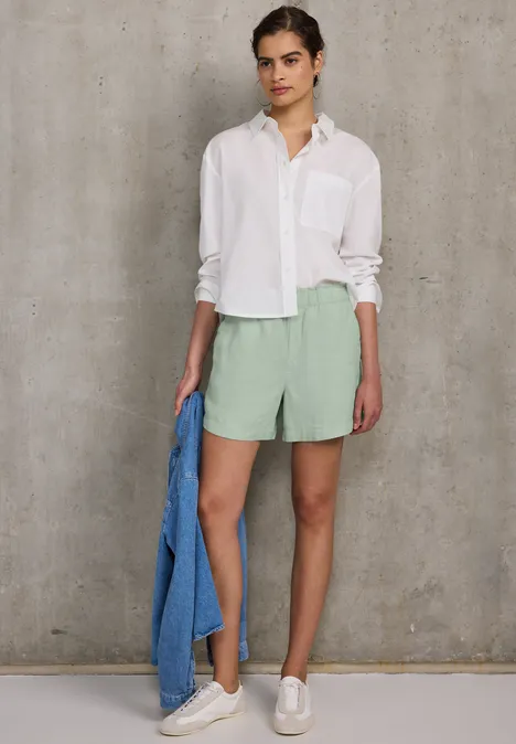 Paperbag Leinen Shorts soft jade green