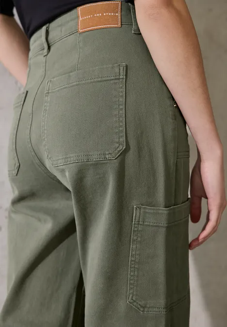 Straight Leg Cargo Hose Deep Olive Washed