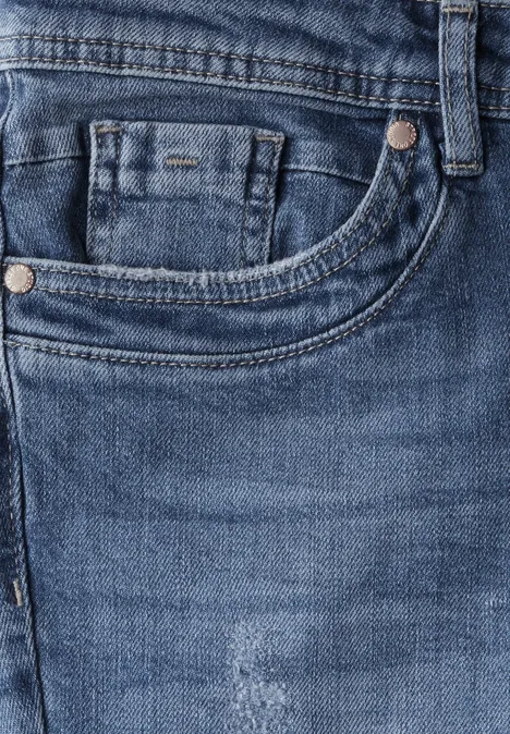 Jeans im Destroyed-Look Medium Blue Wash