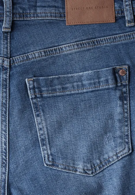 Jeans im Destroyed-Look Medium Blue Wash