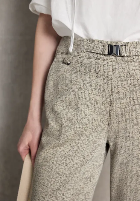 Gemusterte Wide Leg Hose clove beige