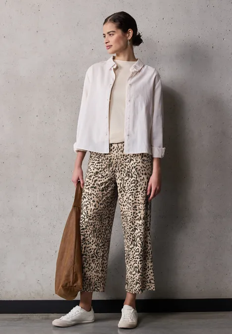 Culotte im Leo-Look creamy brown