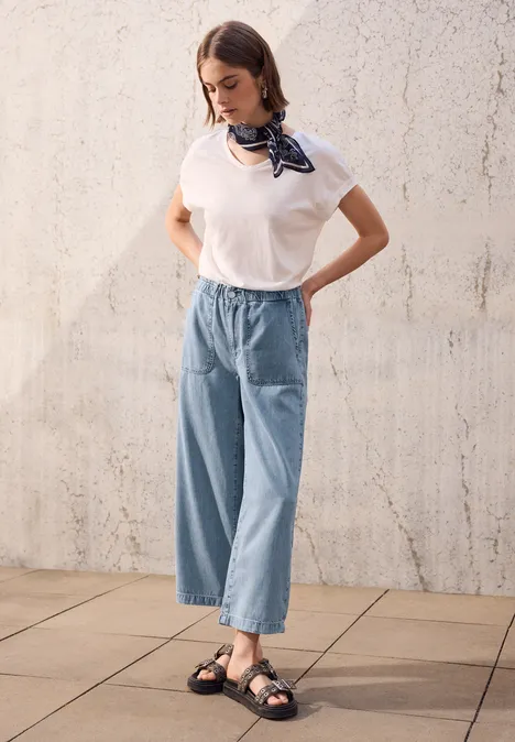 Paperbag Wide Leg Jeans Light blue washed