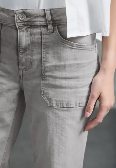 Straight Leg Jeans Light Grey Random