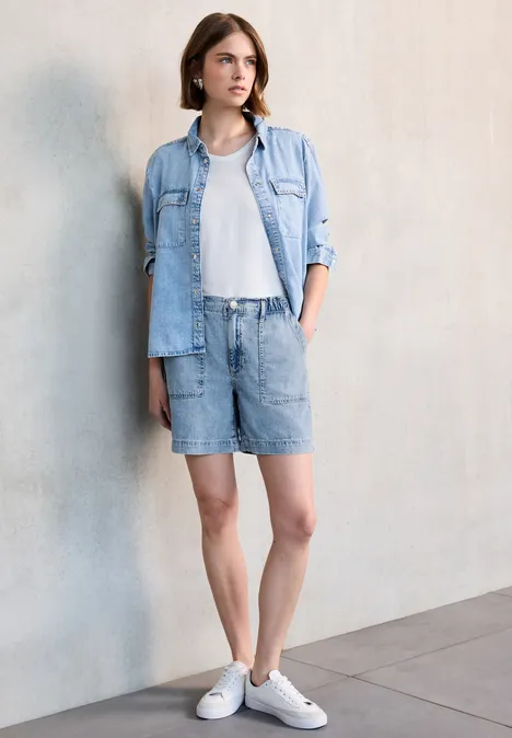 Paperbag Jeansshorts Ultra Bleach Wash