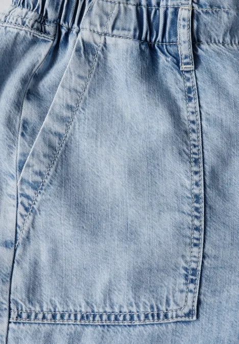 Paperbag Jeansshorts Ultra Bleach Wash