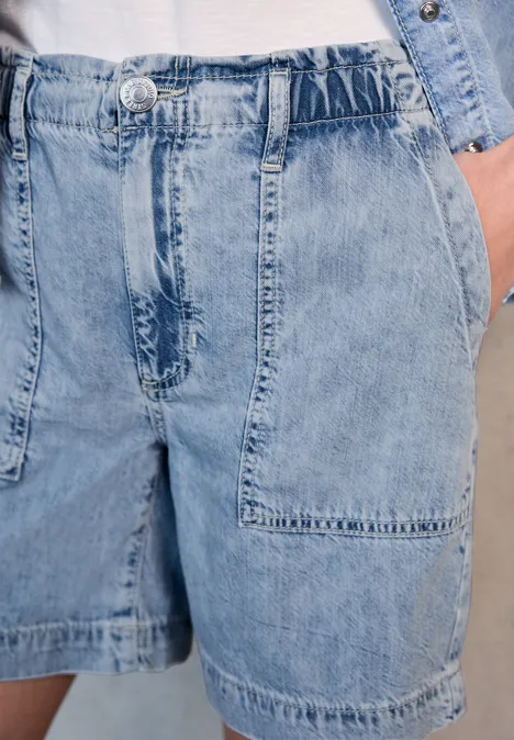 Paperbag Jeansshorts Ultra Bleach Wash