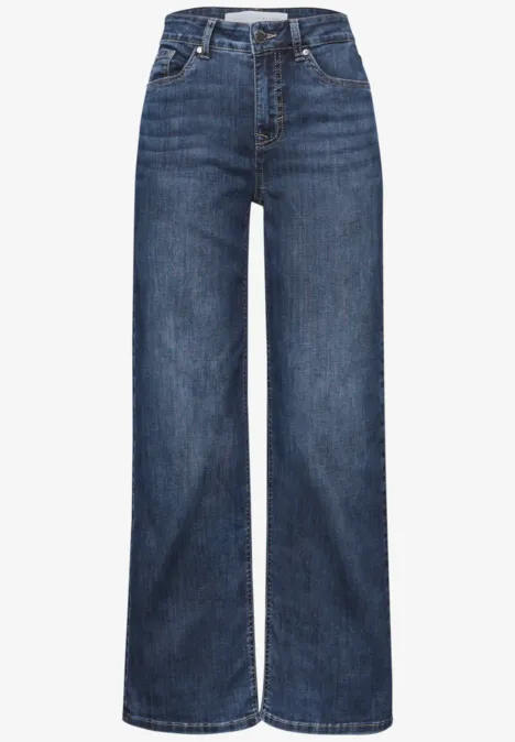 Wide Leg Jeans Dark Blue Clean Wash