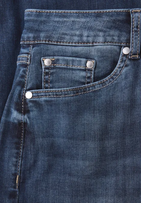 Wide Leg Jeans Dark Blue Clean Wash