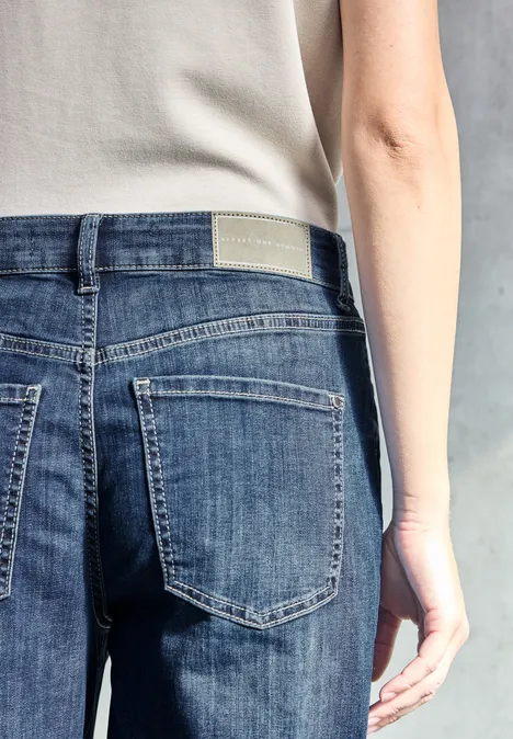 Wide Leg Jeans Dark Blue Clean Wash