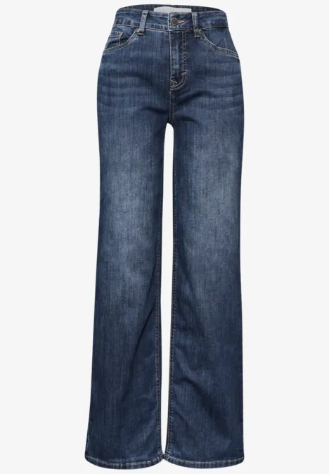 Wide Leg Jeans Dark Blue Clean Wash