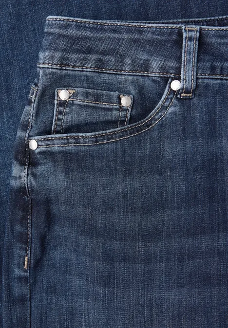 Wide Leg Jeans Dark Blue Clean Wash