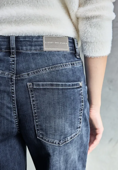Wide Leg Jeans Dark Blue Clean Wash