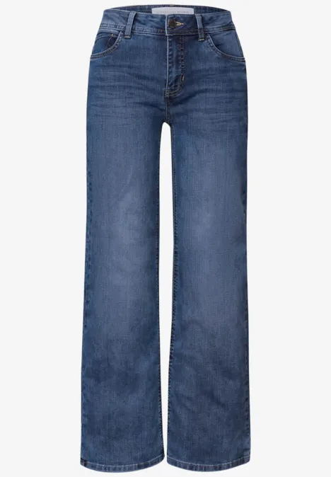 Cropped Wide Leg Jeans Medium Blue Wash