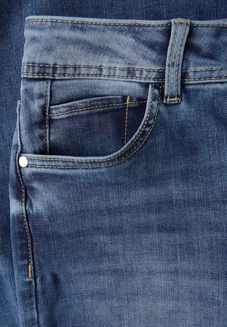 Cropped Wide Leg Jeans Medium Blue Wash