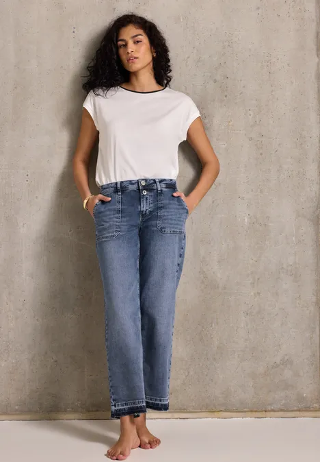 Jeans Straight Legs Medium Blue washed