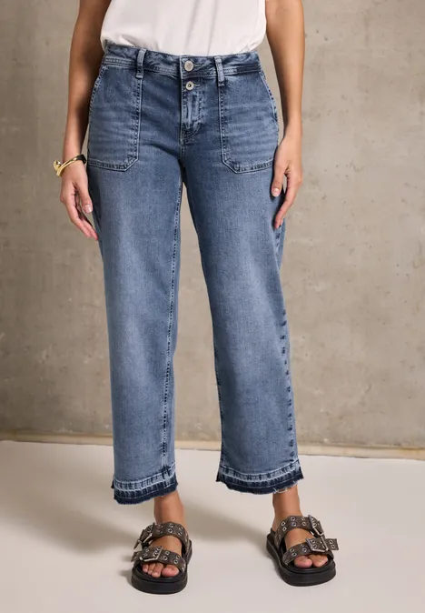 Jeans Straight Legs Medium Blue washed