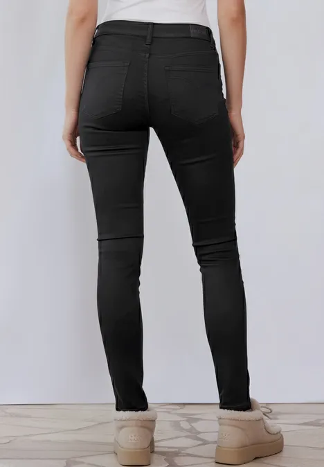 Slim Fit broek met coating Black