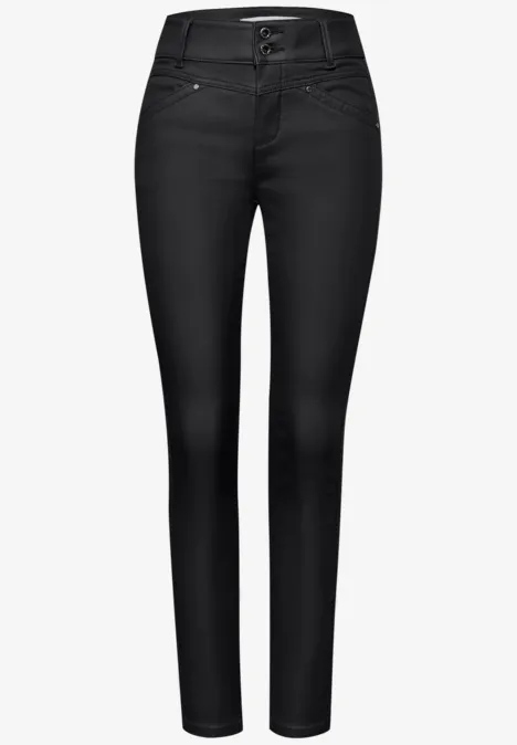 Slim Fit broek met coating Black