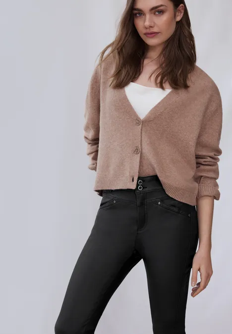 Slim Fit broek met coating Black