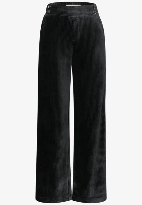 Straight Leg Cordhose Black