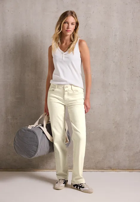 Straight Leg Jeans Ecru washed