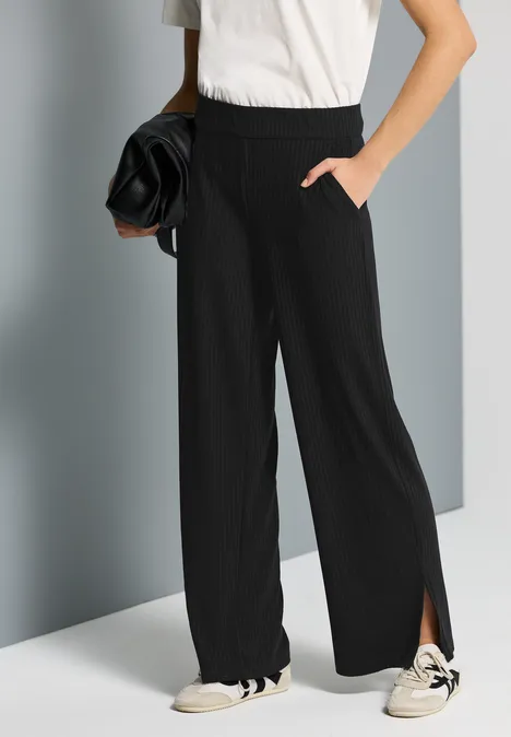 Jersey-Hose mit Schlitzen Black