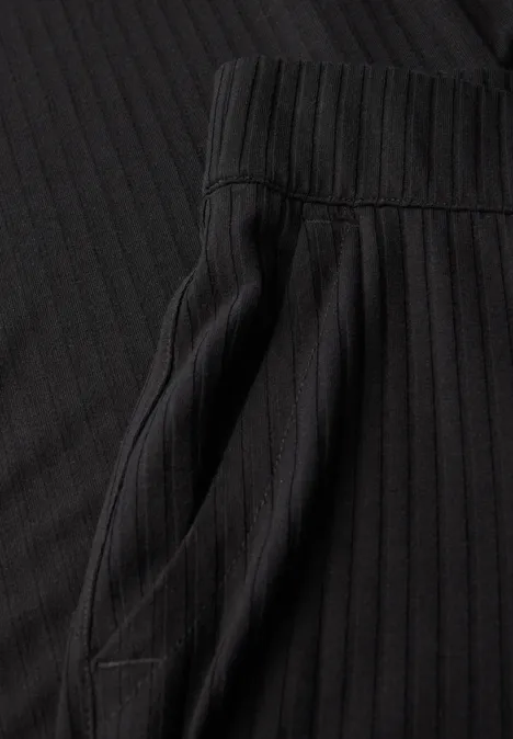 Ripp-Hose mit Schlitzen Black