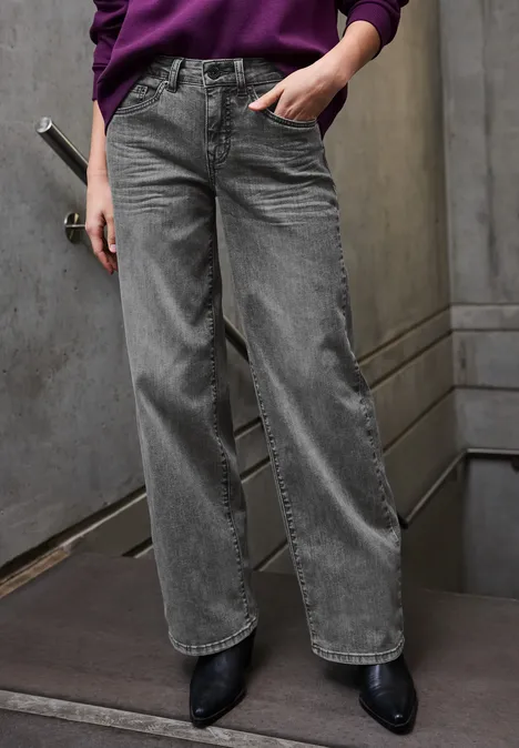 Wide Leg Jeans black washed