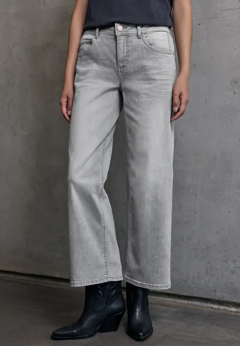 Wide Leg Jeans light grey random washed