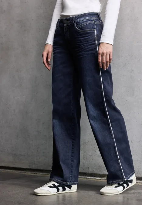 Wide Leg Jeans Dark blue washed
