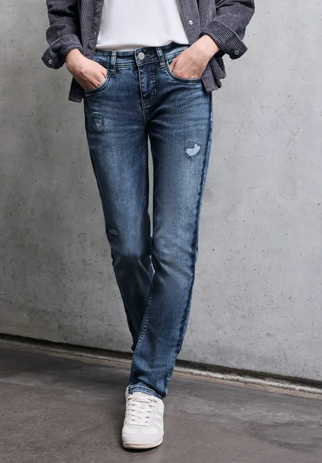 Jeans mit Destroyed Details Medium Blue Destroy