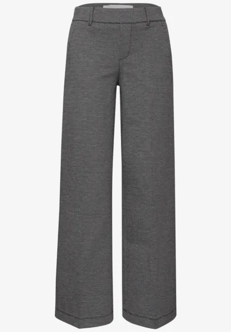Wide Leg Herringbone Hose Black