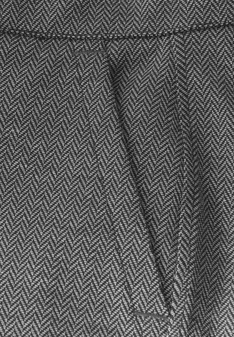 Wide Leg Herringbone Hose Black