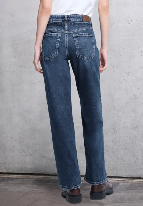 Wide Leg Jeans mit Detail Medium Blue Wash