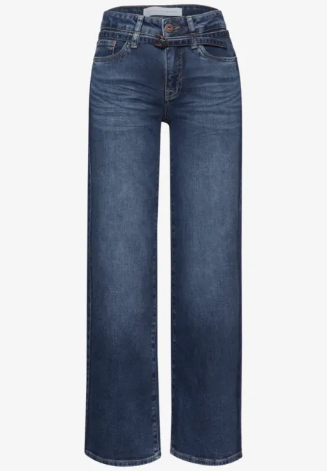 Wide Leg Jeans mit Detail Medium Blue Wash