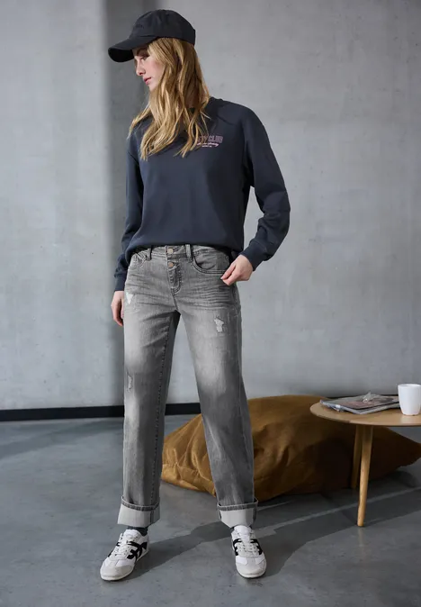 Jeans mit Destroyed Details Grey Destroy washed