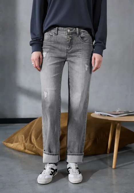 Jeans mit Destroyed Details Grey Destroy washed