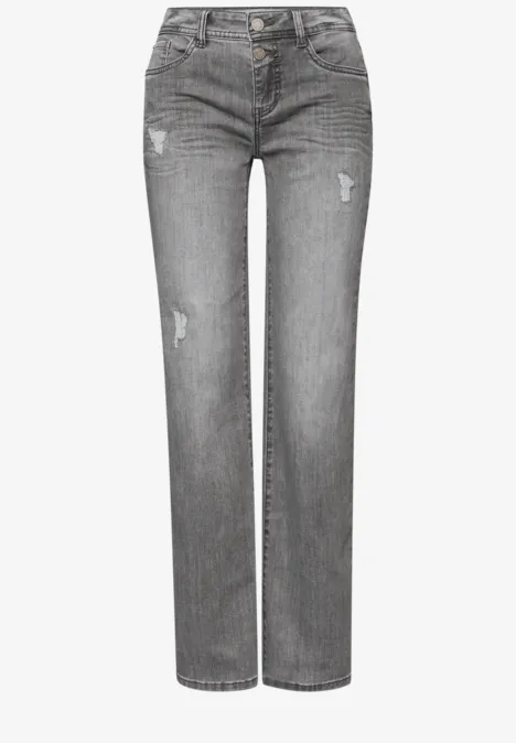 Jeans mit Destroyed Details Grey Destroy washed