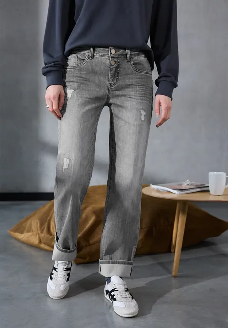Jeans mit Destroyed Details Grey Destroy washed