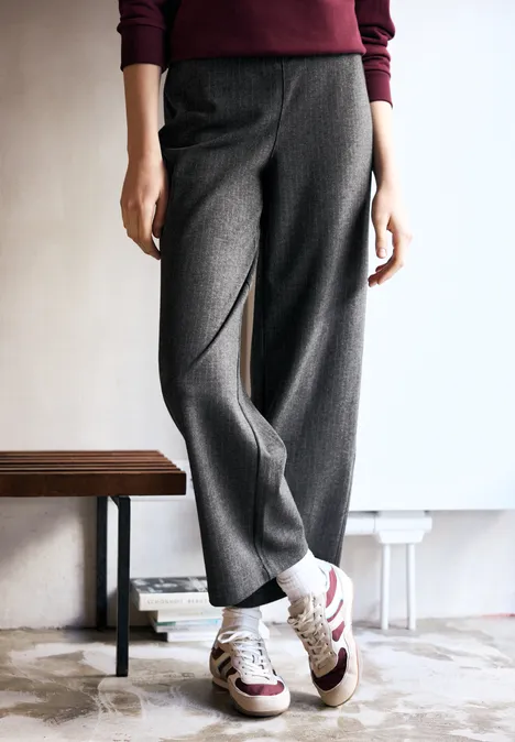 Pinstripe broek Wide Legs gravel grey mel. Pinstripe broek Wide Legs gravel grey mel.